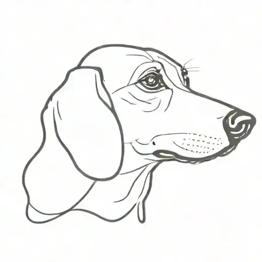 A Minimalist Dachshund Head Outline With No Fine Details And Just Black And White