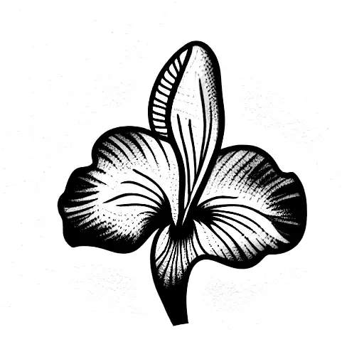 Line Tattoo Of An Iris Flower Wrapped Around A Sword