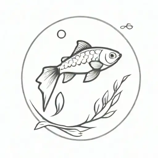 Cute Simple Black And White Mirror Carp Tattoo For A Women