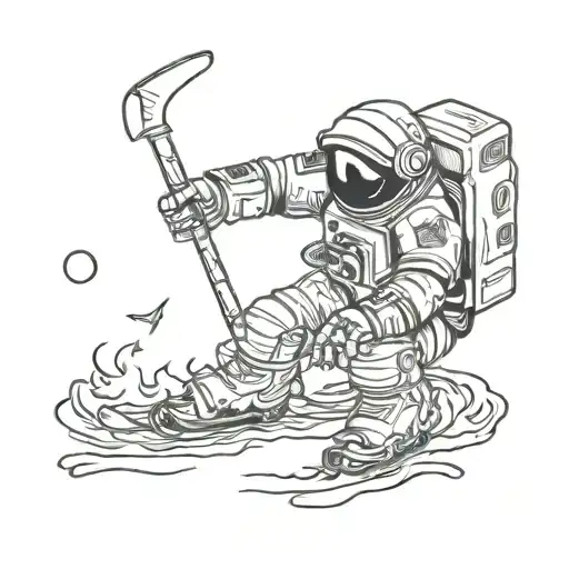 Astronaut Playing Hockey