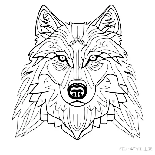 Realistic Howling Wolf Outline