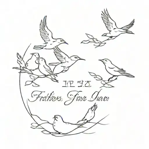 Father With Birds And Quote And Date