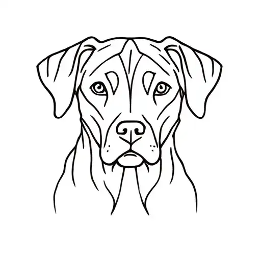 Boxador Dog Face Line Tattoo Design