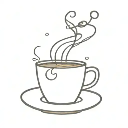 A Minimalist Tattoo Of A Coffee Cup With Musical Notes As Steam Coming Out Of It