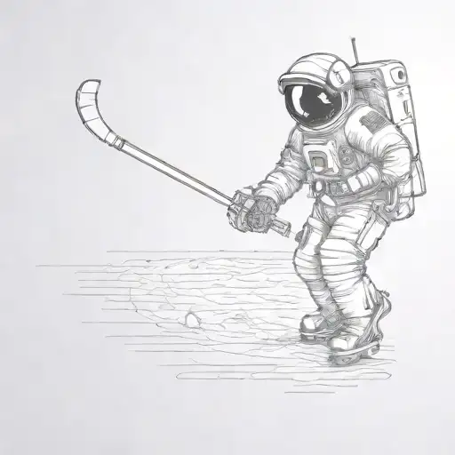 Astronaut Playing Hockey