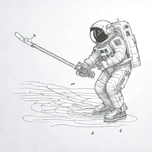 Astronaut Playing Hockey