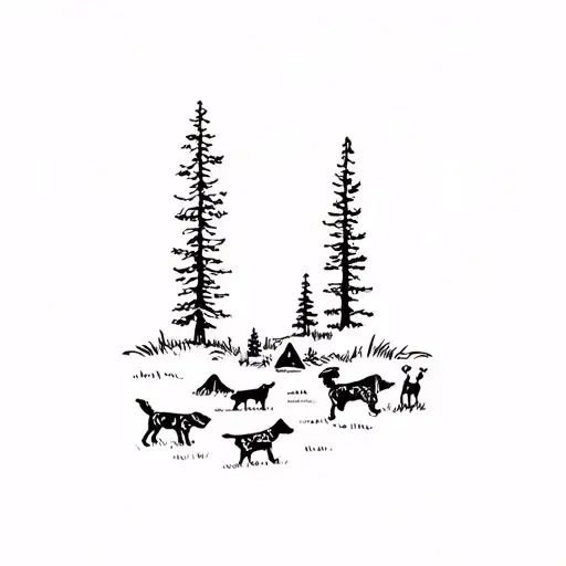 4Wd Camping Scene With Dogs Playing