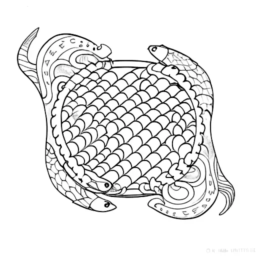 Heart-shaped School Of Fish Swimming In A Pisces Symbol