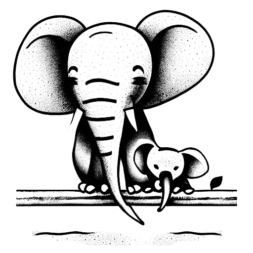 Elephant And Koala Sitting On A Tight Rope