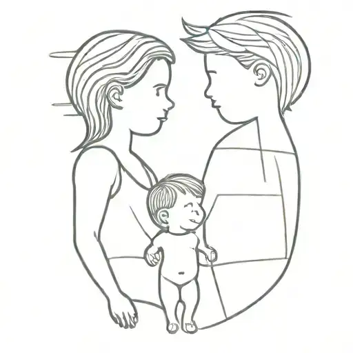 Dad Mum Three Children Love