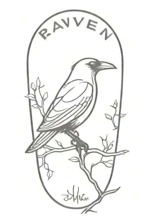 Raven Perched Atop The Words