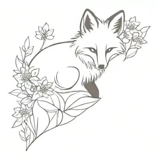 Fox In Lilac Flowers
