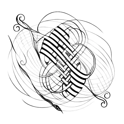 A Minimalist Tattoo Of A Film Reel Intertwined With Music Notes