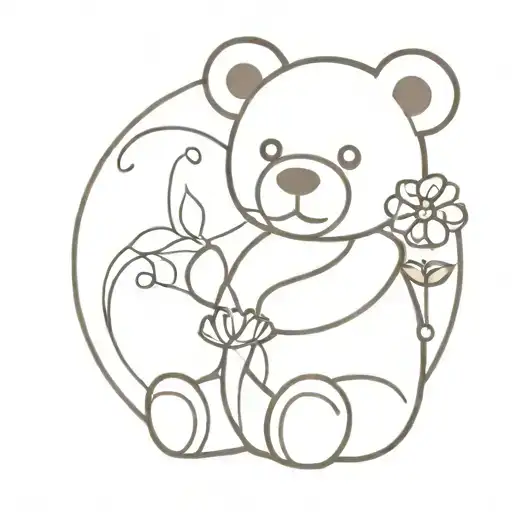 Teddy Bear Holding A Flower