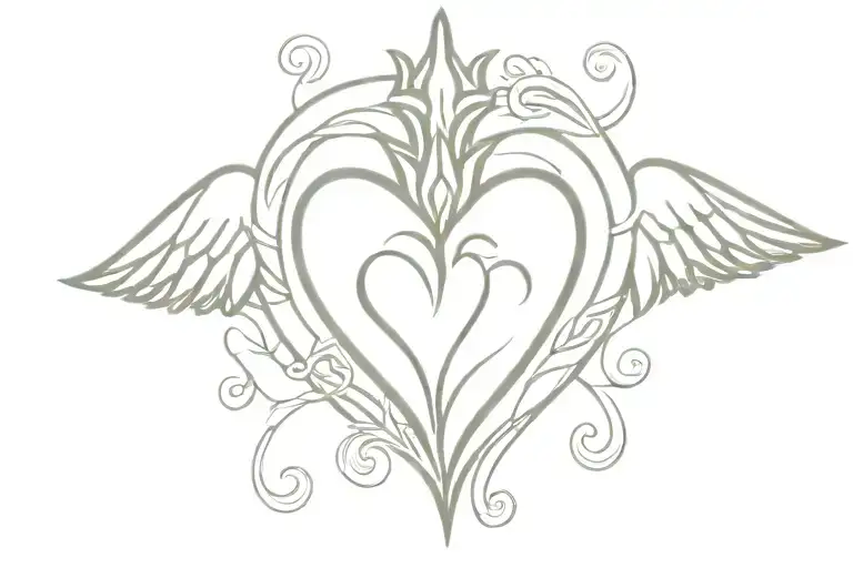 Sacred Heart With Wing And Holy Aura Symbolizing My Love For My Two Sons