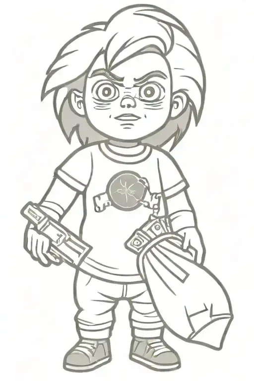 Chucky Childs Play Holding Money Bag