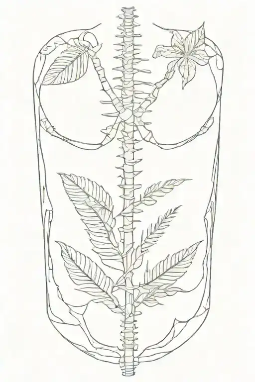 Anatomic Human Rib Cage And Spine With Tropical Plants Growing From Inside It