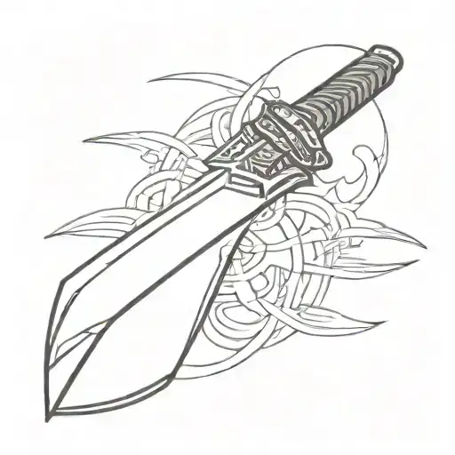 A Minimalist Design Of A Katana Blade With Hidden F1 Car Elements Within The Design