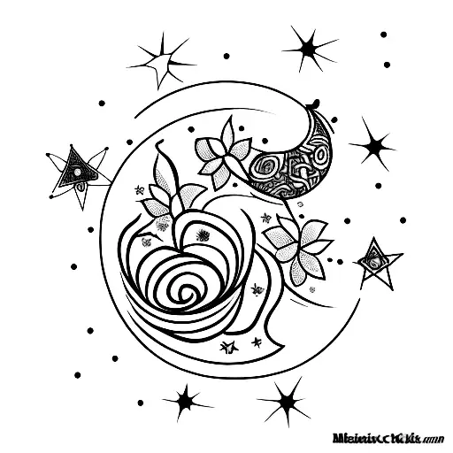 Stars And Moon With Iranian Flowers