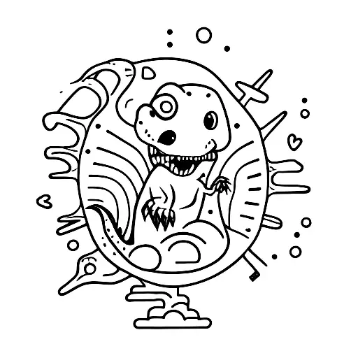 Dinosaur Holding A Ballon