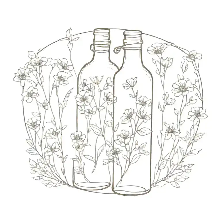 Wildflowers Wrapped Around Bottle