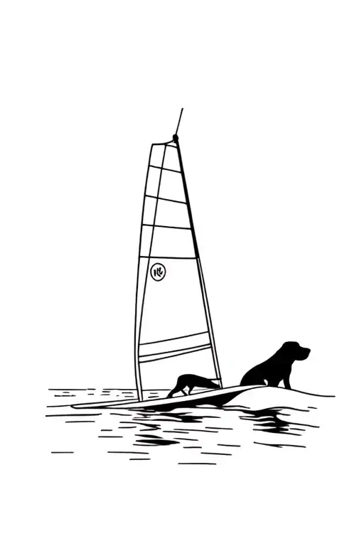 Windsurfing Labrador Dog Tattoo