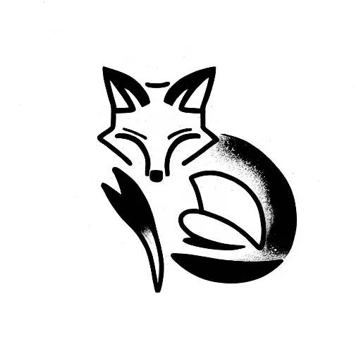 Fox Curled Up And Sleeping