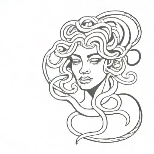 Medusa In Black And White Drawing