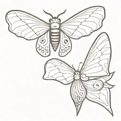 Moth With Skulls And Eyes On The Wings Spread Open Full Top Of Moth