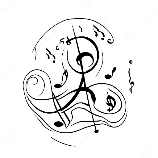 A Minimalist Tattoo Of A Music Note Surrounded By A Bush