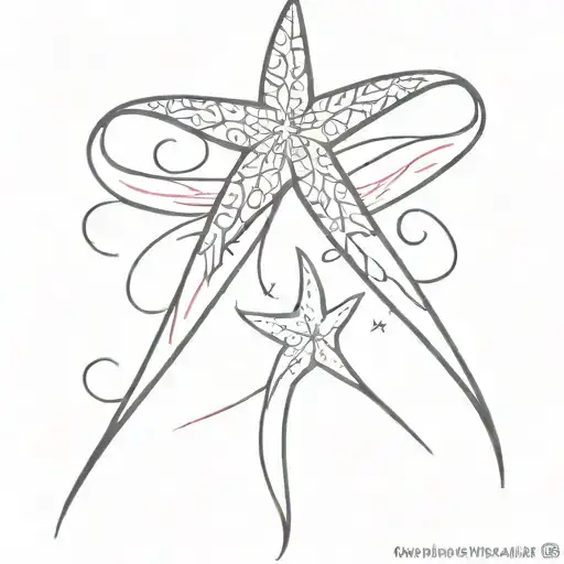 Breast Cancer Ribbon With A Pencil Starfish
