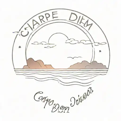 Sunset Over The Ocean With The Words Carpe Diem Underneath It