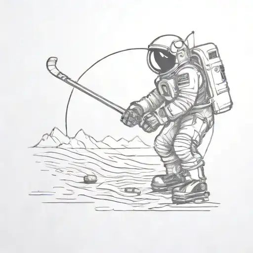Astronaut Playing Hockey