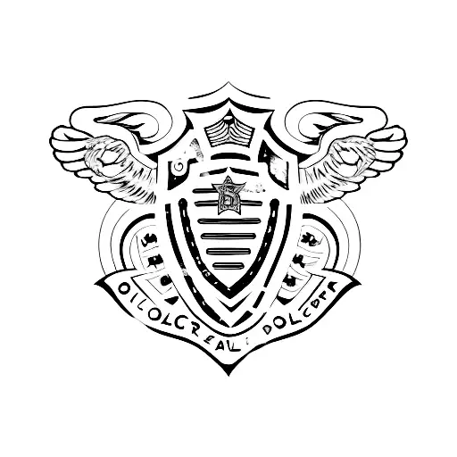 A Minimalist Tattoo Of A Police Badge With A Rock And Roll Twist