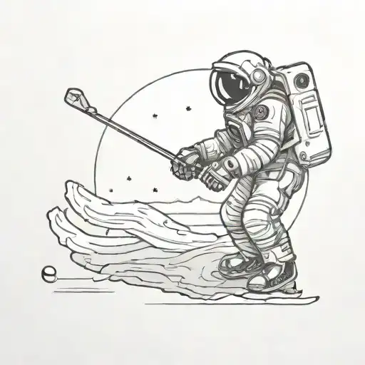 Astronaut Playing Hockey