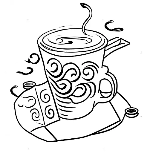 A Cup Of Coffee With A Pile Open Books By Its Side And A Fountain Pen Beside It