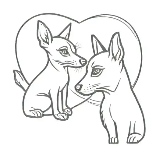 Min Pin And Tabby Cat