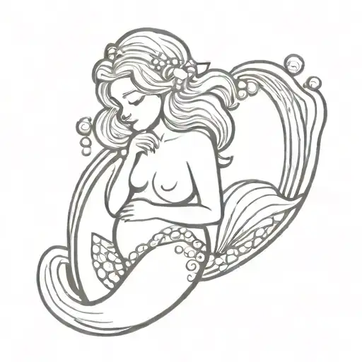 Baby Mermaid In Clam Shell With Pearls