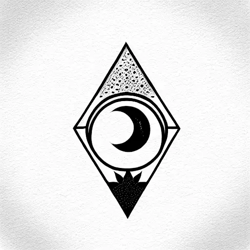 Moon With Lotus And Triangle