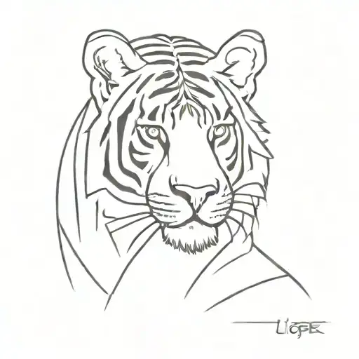 Liger Head And Body Little Lines