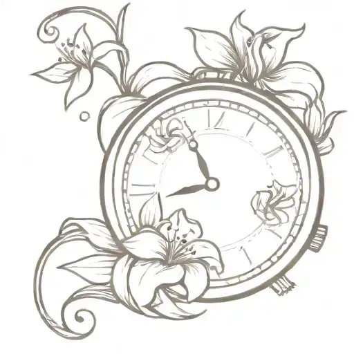Lilies And Roses On A Vine Wrapping On Wrist Watch