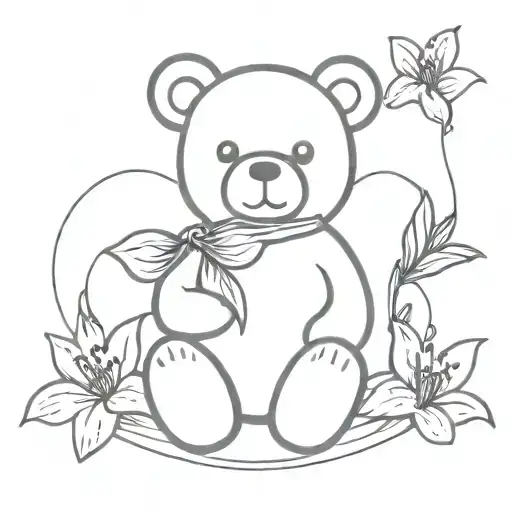 Teddy Bear With Lilies Surrounded