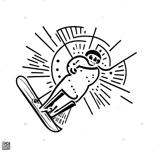 A Minimalist Tattoo Of A Skier Jumping Off A Ski Jump With The Semi Colon Symbol Below