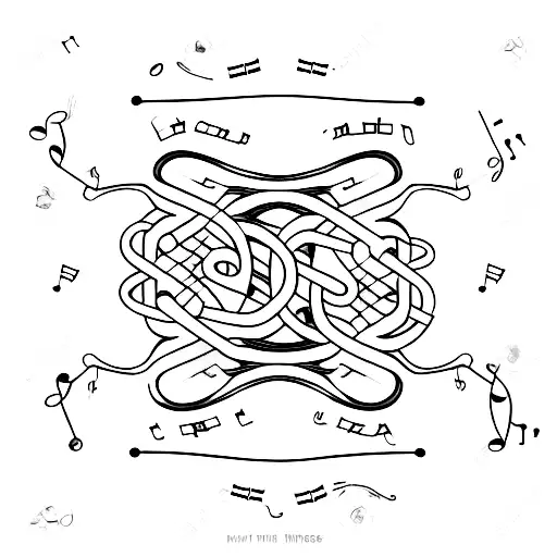 Music Notes Intertwined With Broken Chains