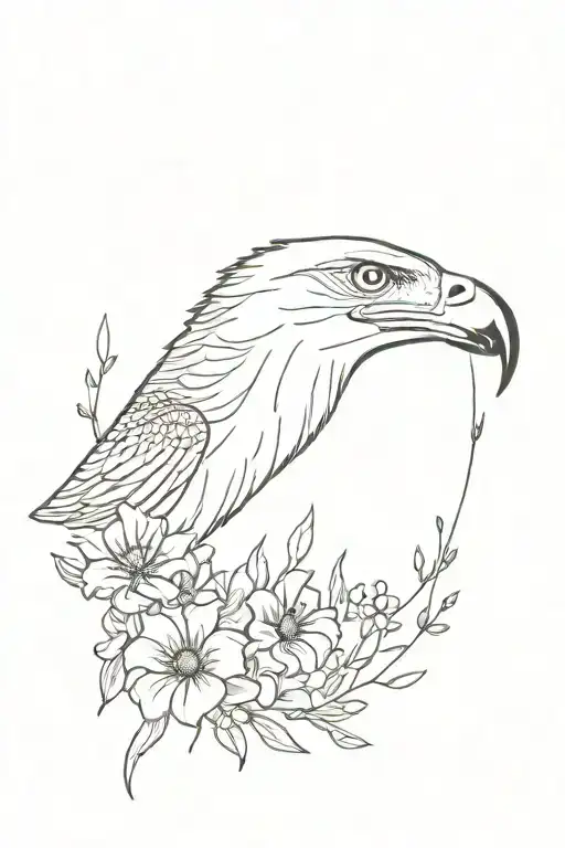 Wild Flowers Bed With A Golden Eagle With A Snake In The Eagles Mouth