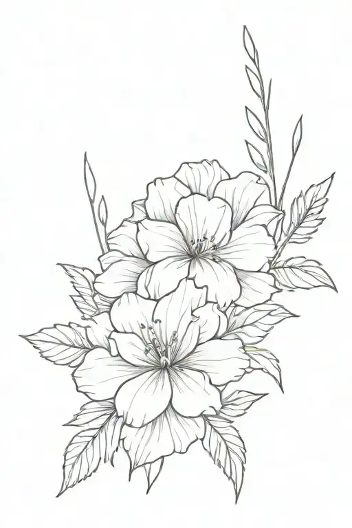 Fine Line Flowers Of April June And July Birth Flower