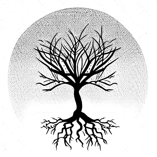 Tree With Roots Symmetrical