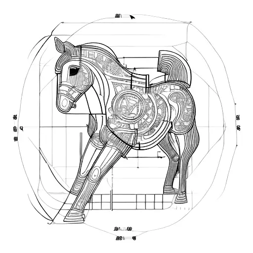 An Architectural Blueprint Of A Horse Stable With Intricate Details
