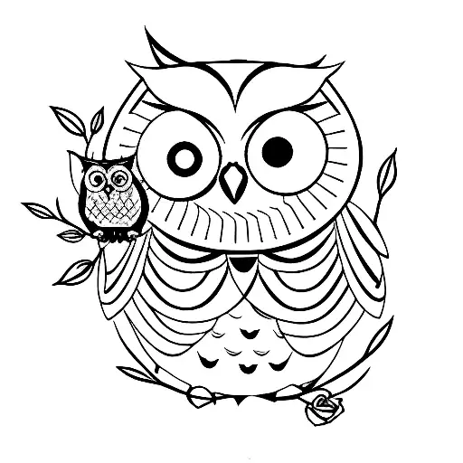 Simple Owl Holding Rose