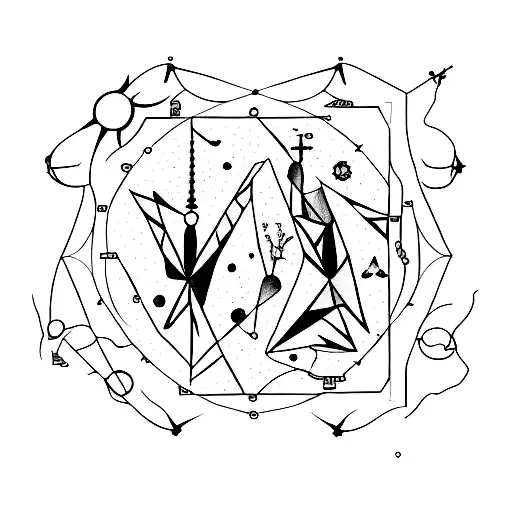 Combine The Art Of Painting With The Constellations Of Virgo And Libra In A Minimalist Tattoo Design
